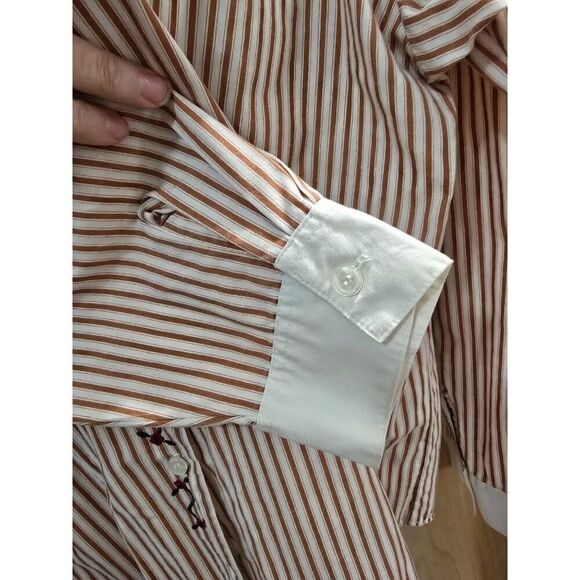 Vintage Red & White Striped Button-Down Shirt Embroidered Accents granny core - Picture 4 of 11